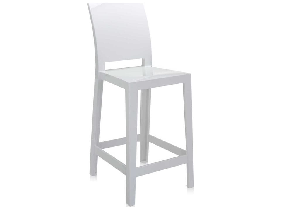 One More Opaque White Resin Counter Stool  (Sold in 2)