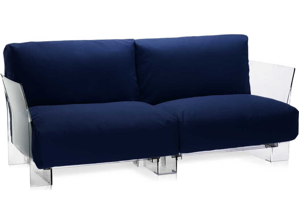 Pop Transparent / Sunbrella Fabric Blue Loveseat