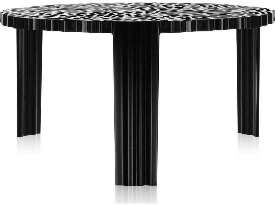 Kartell T-table 11-Inch Round Opaque Black PMMA Resin Coffee Table