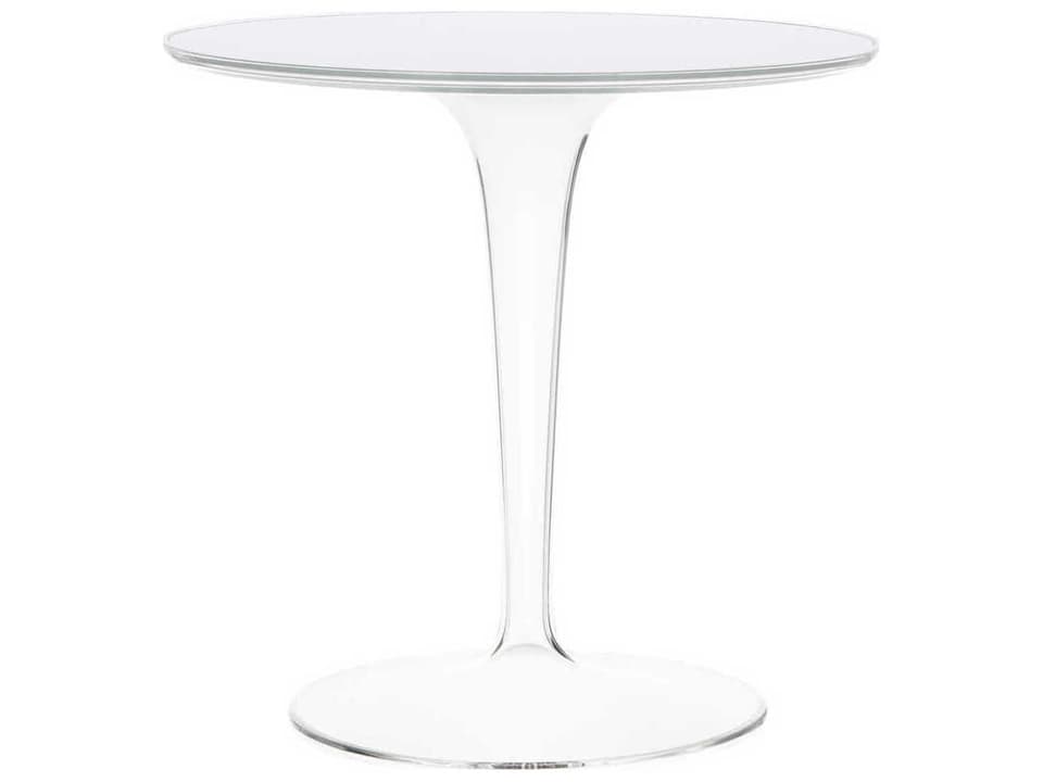 Tip Top Glossy White Resin Round End Table