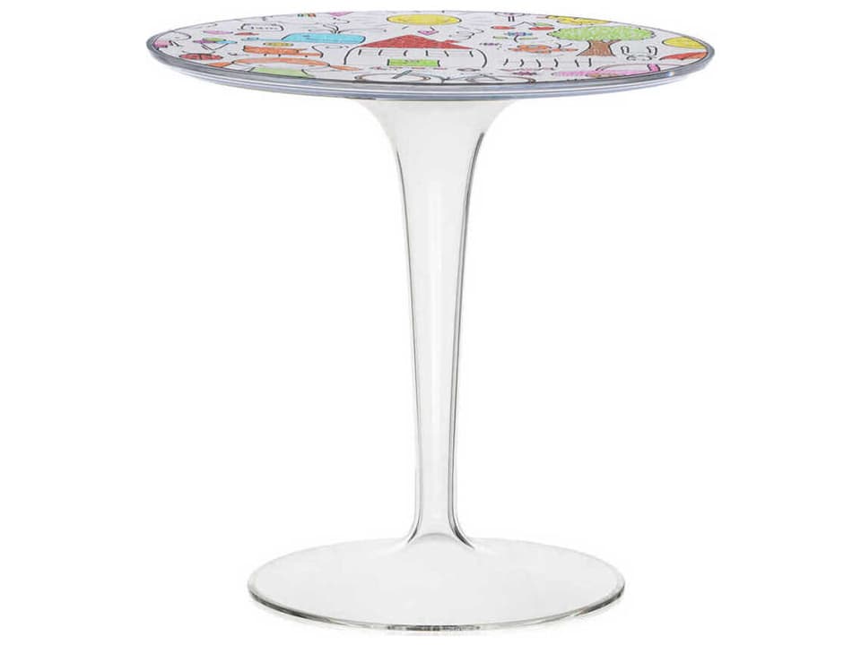 Kartell Tip Top 19-Inch Round PMMA End Table in Sketch Print