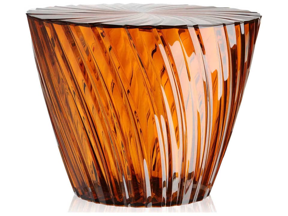 Sparkle Round End Table in Transparent Amber Resin