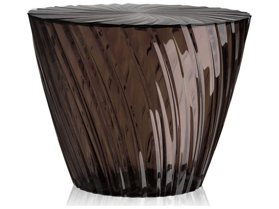 Sparkle Transparent Smoke Resin Round End Table