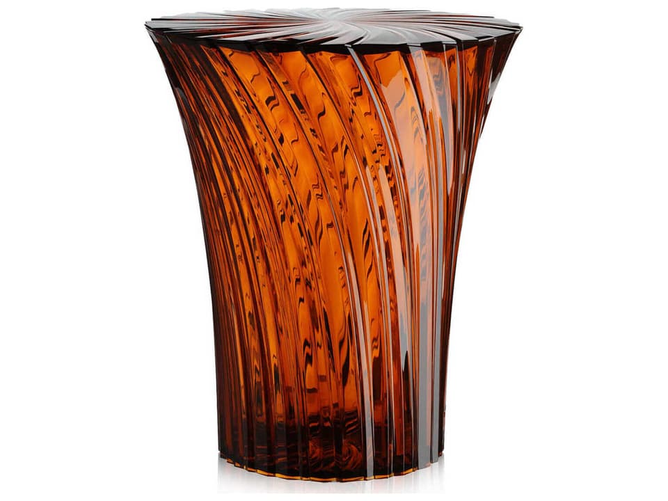 Sparkle Transparent Amber Resin Storage Stool