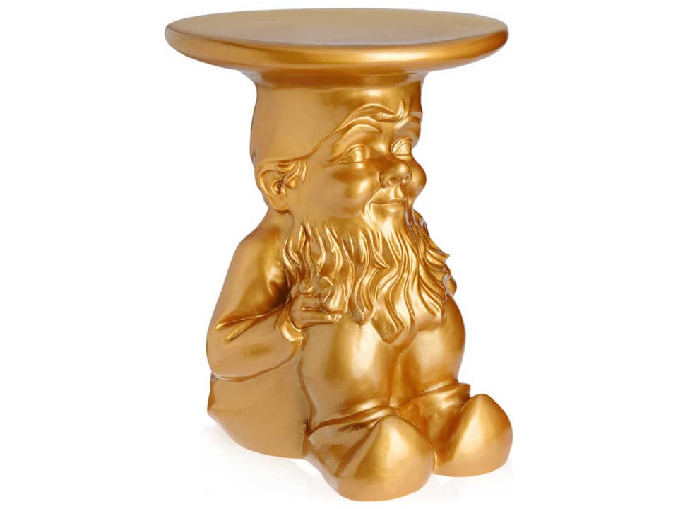 Napoleon Gnome Gold Thermoplastic Round Side Table