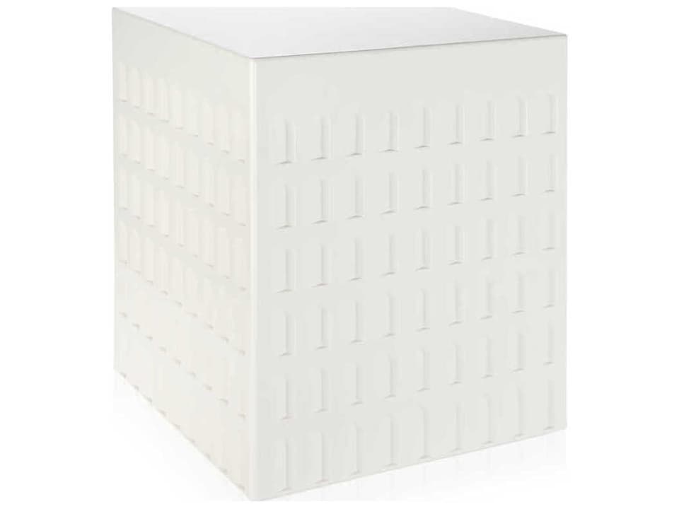 Eur White Resin Cube Stool