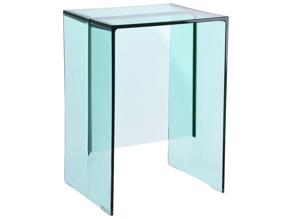Max-beam Transparent Aquamarine L Resin Rectangular End Table