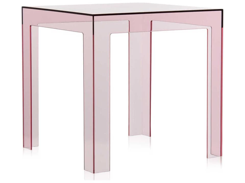 Jolly Transparent Pink Resin Square End Table