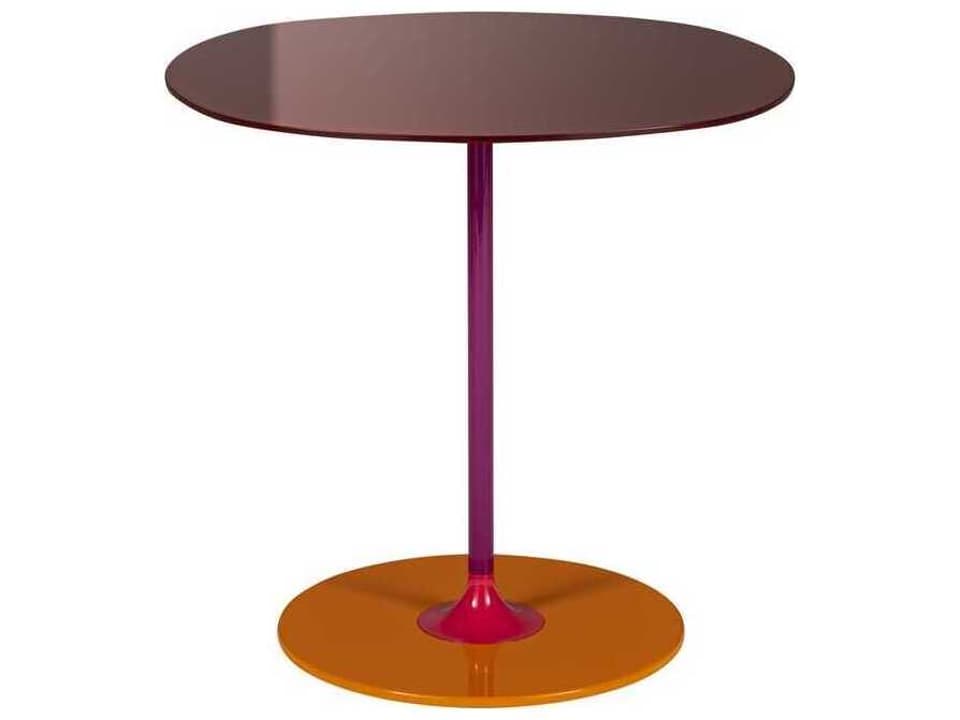 Thierry Round Glass Burgundy End Table