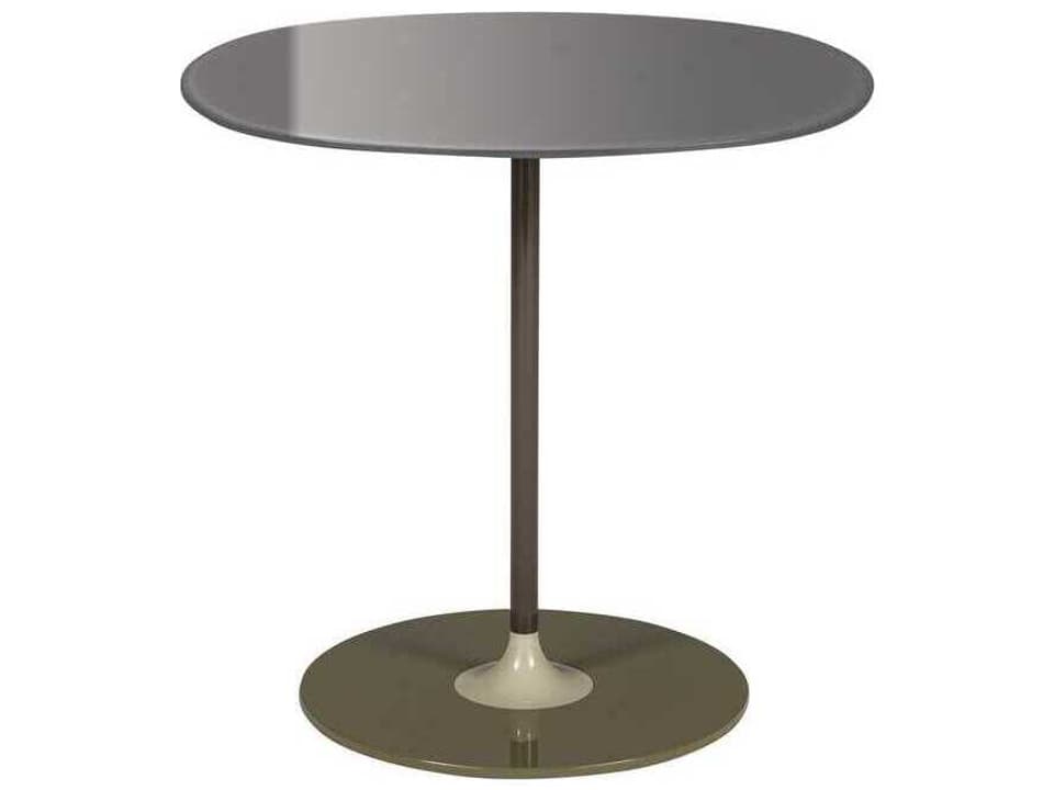 Thierry Round Glass Gray End Table