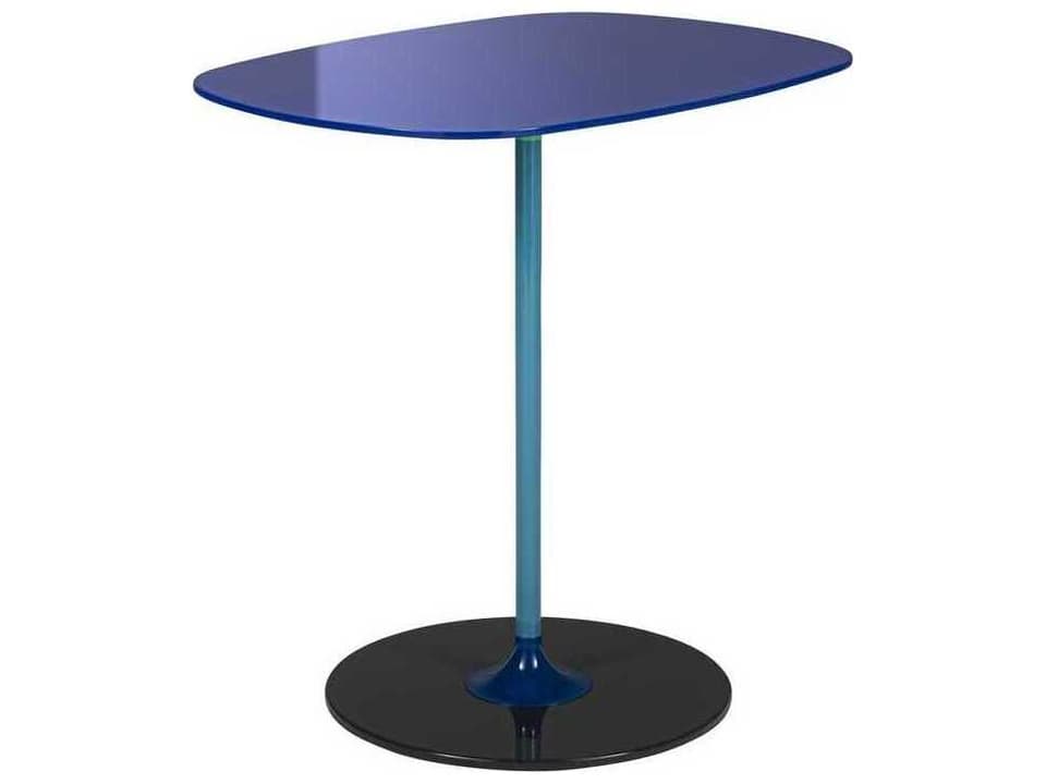 Thierry Rectangular Glass End Table in Blue