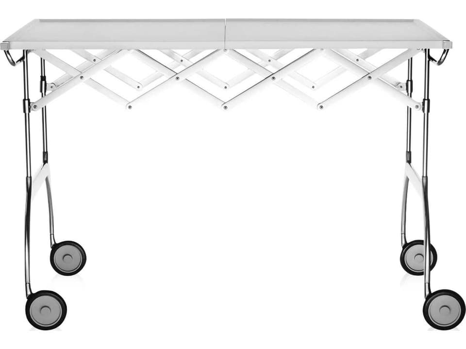Battista Silver White Chrome Bar Cart