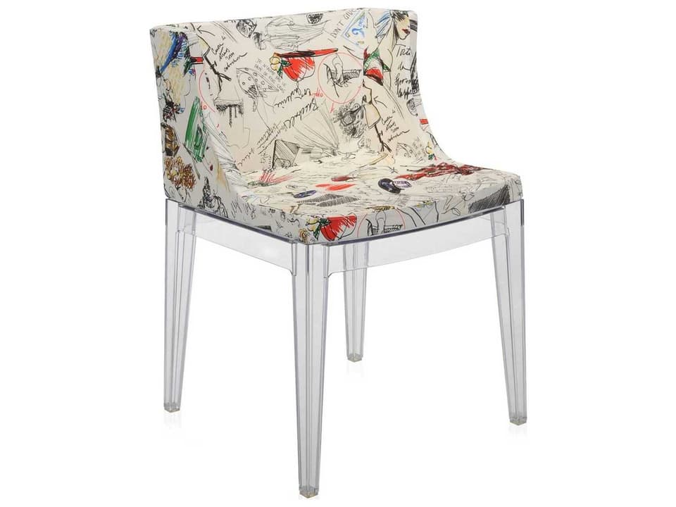 Mademoiselle Upholstered Side Dining Chair with Transparent Polycarbonate Frame