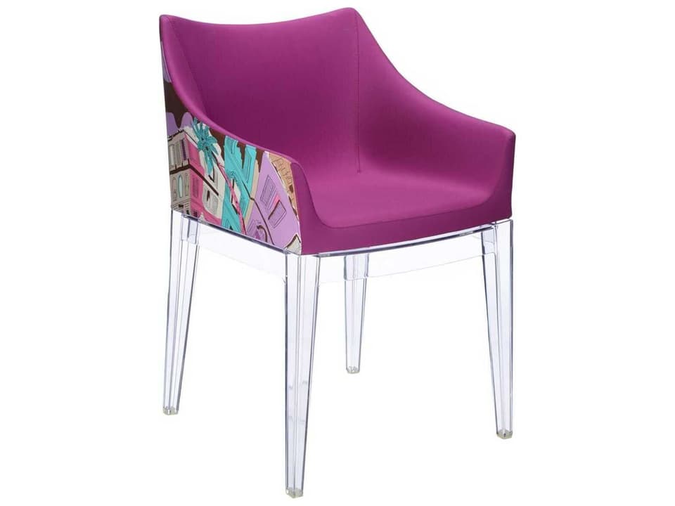 Madame Emilio Pucci Clear Upholstered Arm Dining Chair Rome Print