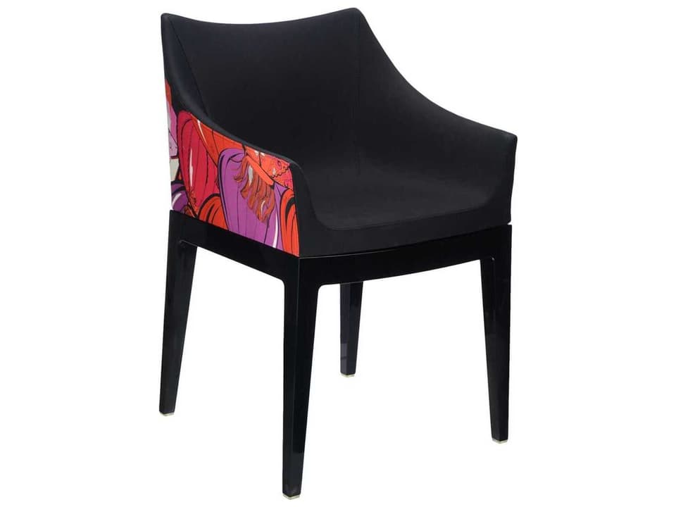Madame Emilio Pucci Black Upholstered Arm Dining Chair Shanghai Print