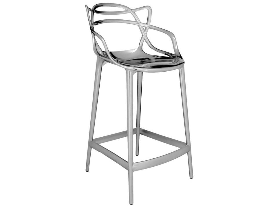 Masters Counter Stool Metallic Chrome Modern Design