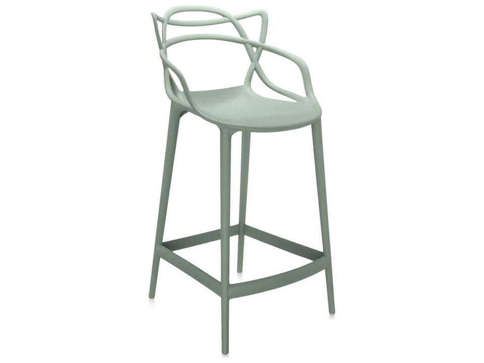 Masters Counter Stool by Philippe Starck in Sage Green Recycled Technopolymer
