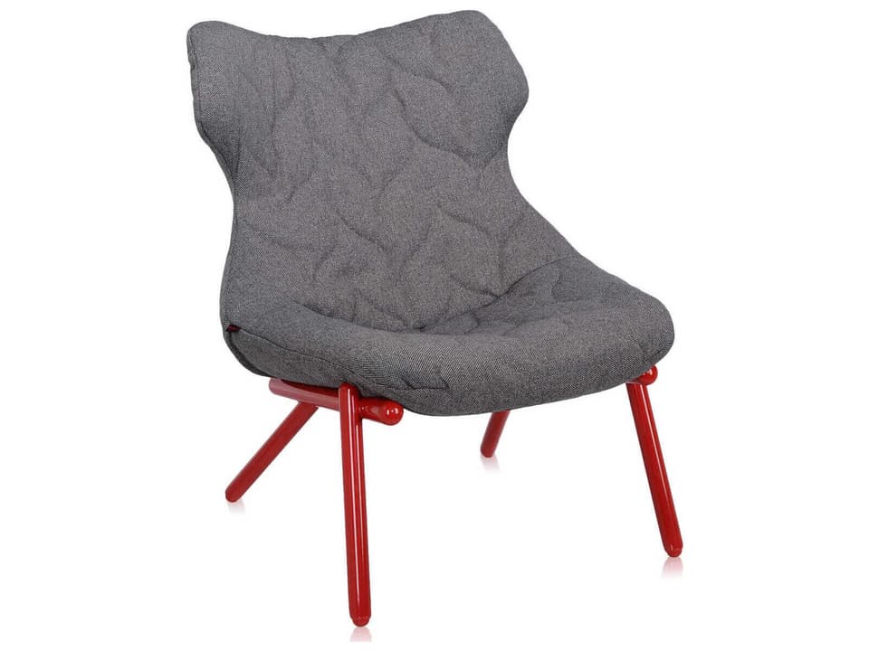 Foliage Gray Fabric Accent Chair with Red Legs by Patricia Urquiola