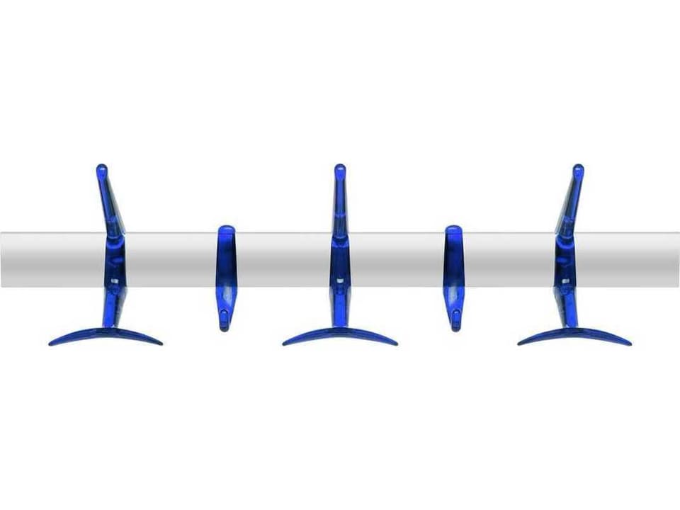 Hanger Alberto Meda 5-Hook Wall Hanger in Cobalt and Polished Aluminum