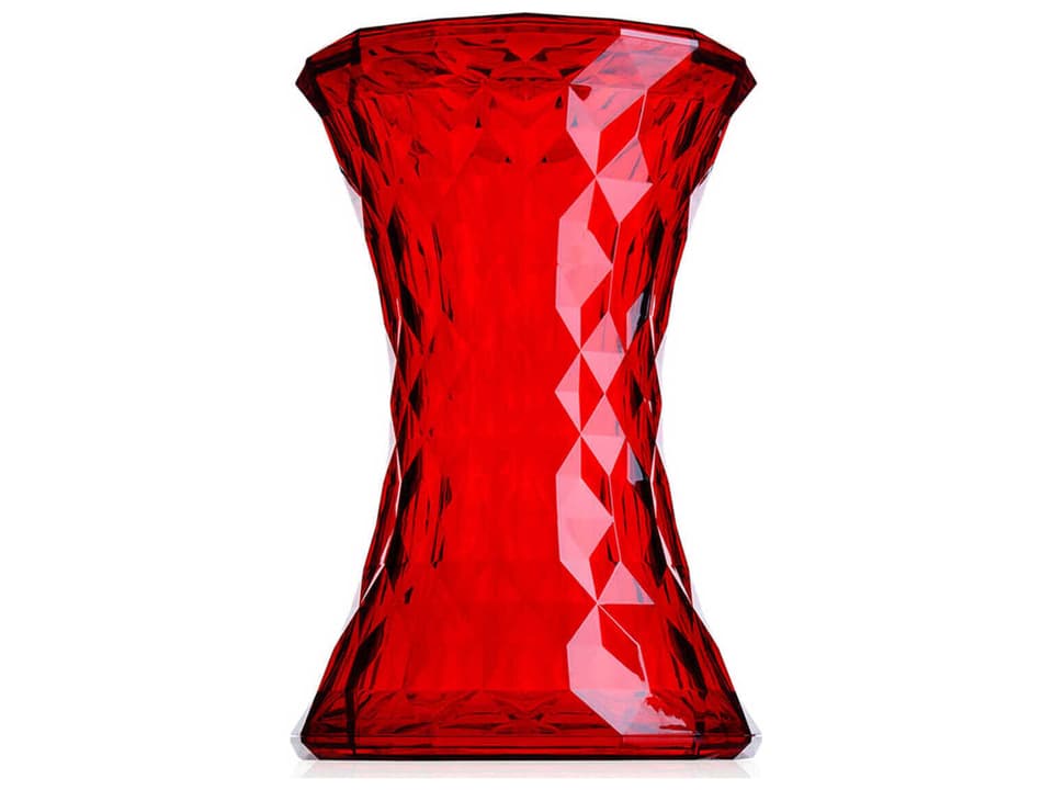 Stone Red Accent Stool by Marcel Wanders Faceted Polycarbonate