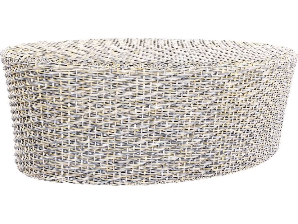 Biscayne 46-Inch Oval Wicker Coffee Table
