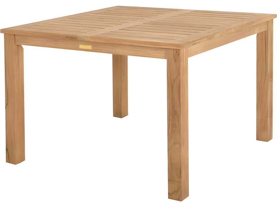 Bainbridge Teak 42.5-Inch Square Dining Table with Umbrella Hole