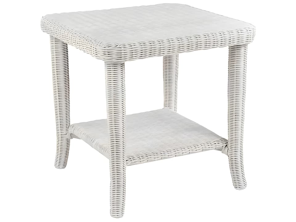 Cape Cod 23-Inch Square Wicker End Table in White