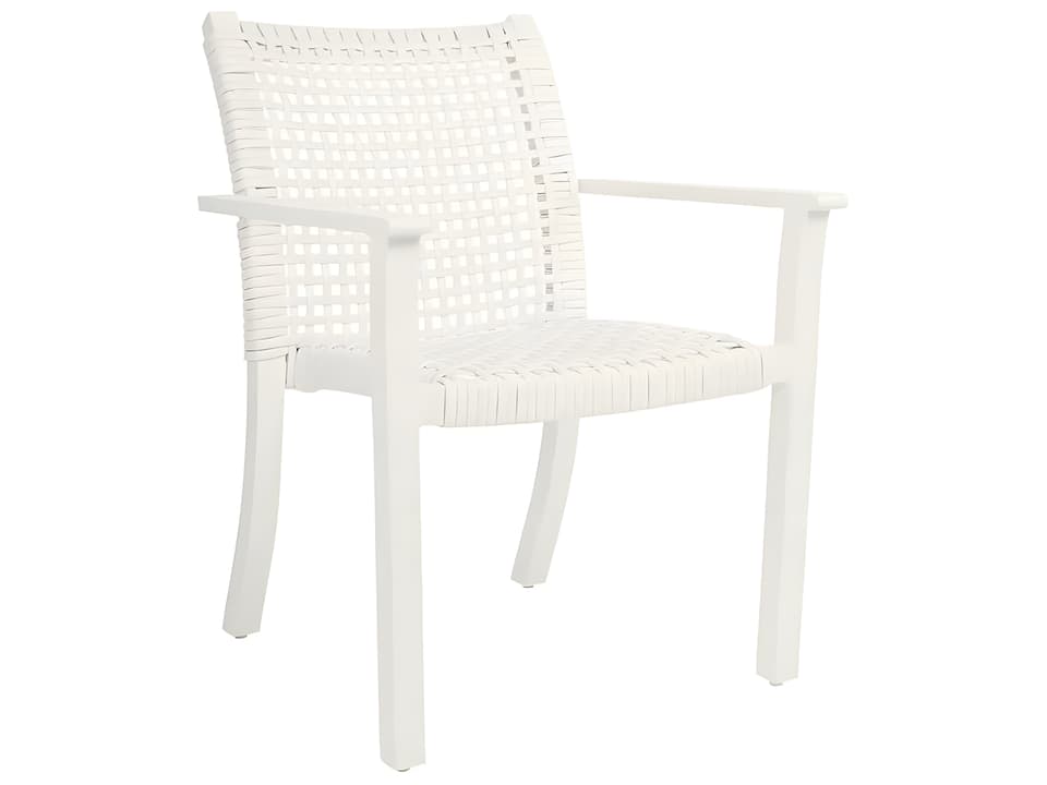 Catherine Wicker Dining Arm Chair with Aluminum Frame in White