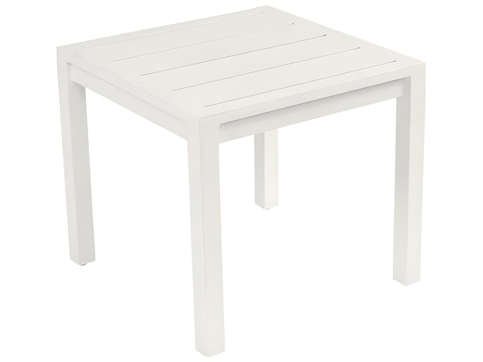 Catherine 20-Inch Square Side Table in White Aluminum