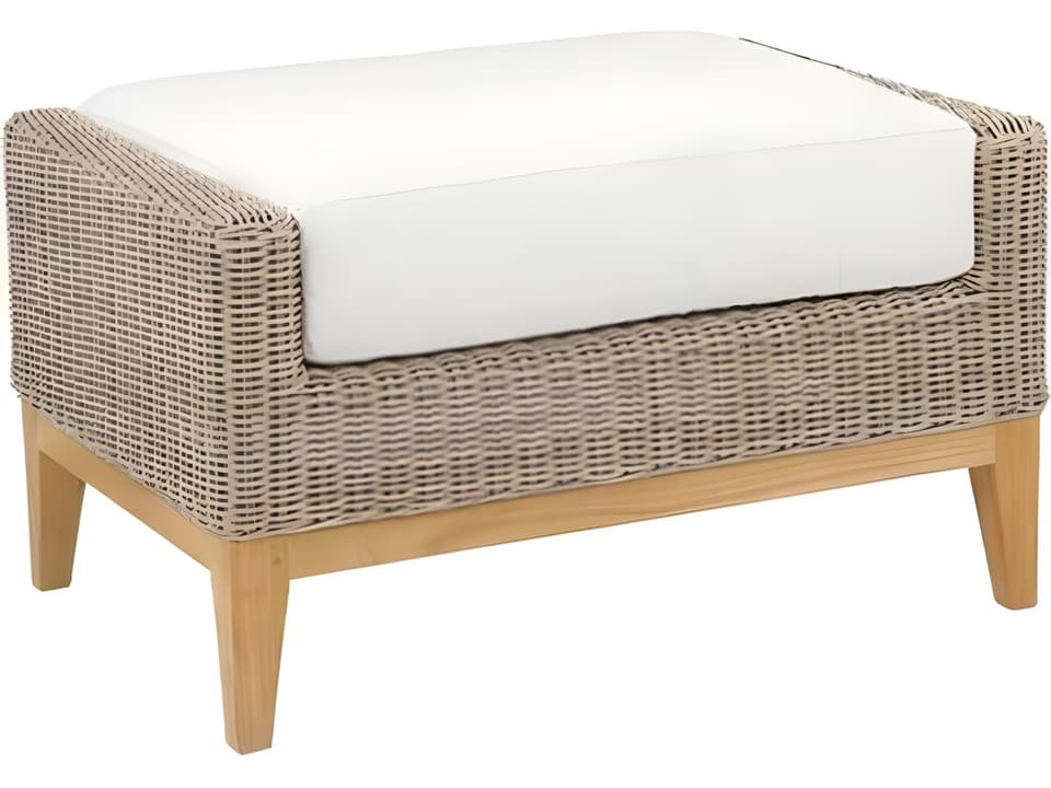 Frances Teak and Wicker Deep Seating Ottoman