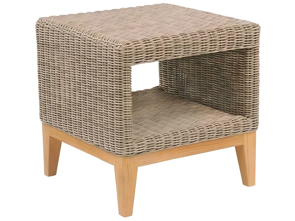 Frances Teak 20" Wide Square Glass Top End Table