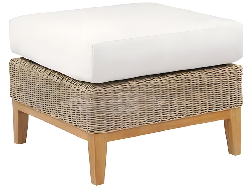 Frances Teak and Wicker Sectional Ottoman