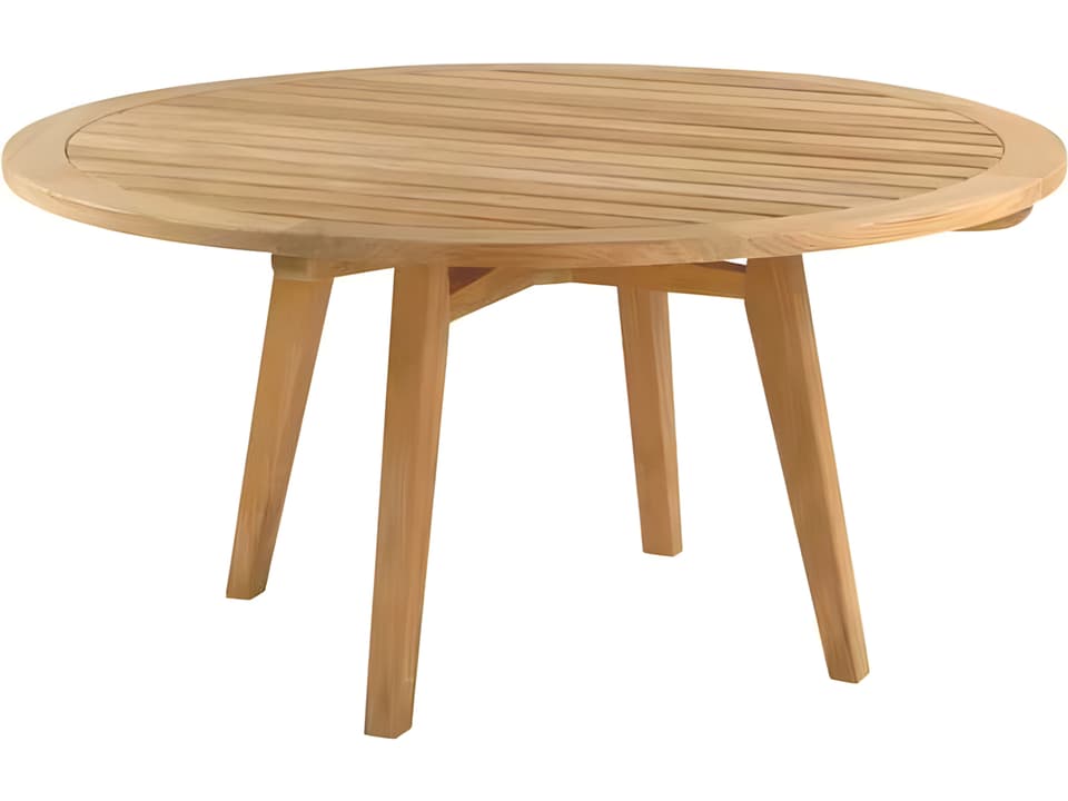 Algarve Teak 52" Wide Round Dining Table with Umbrella Hole