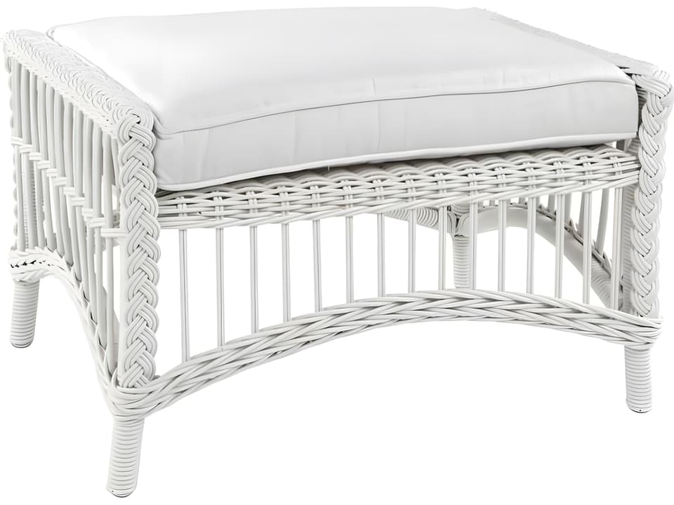 Chatham Wicker Cushion Ottoman in Classic White