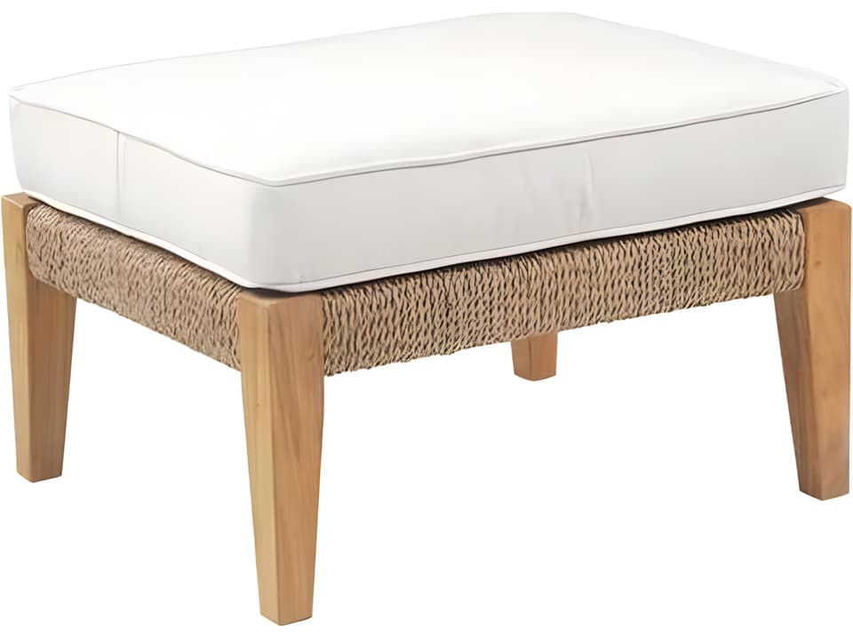 Hadley Teak and Wicker Cushion Ottoman