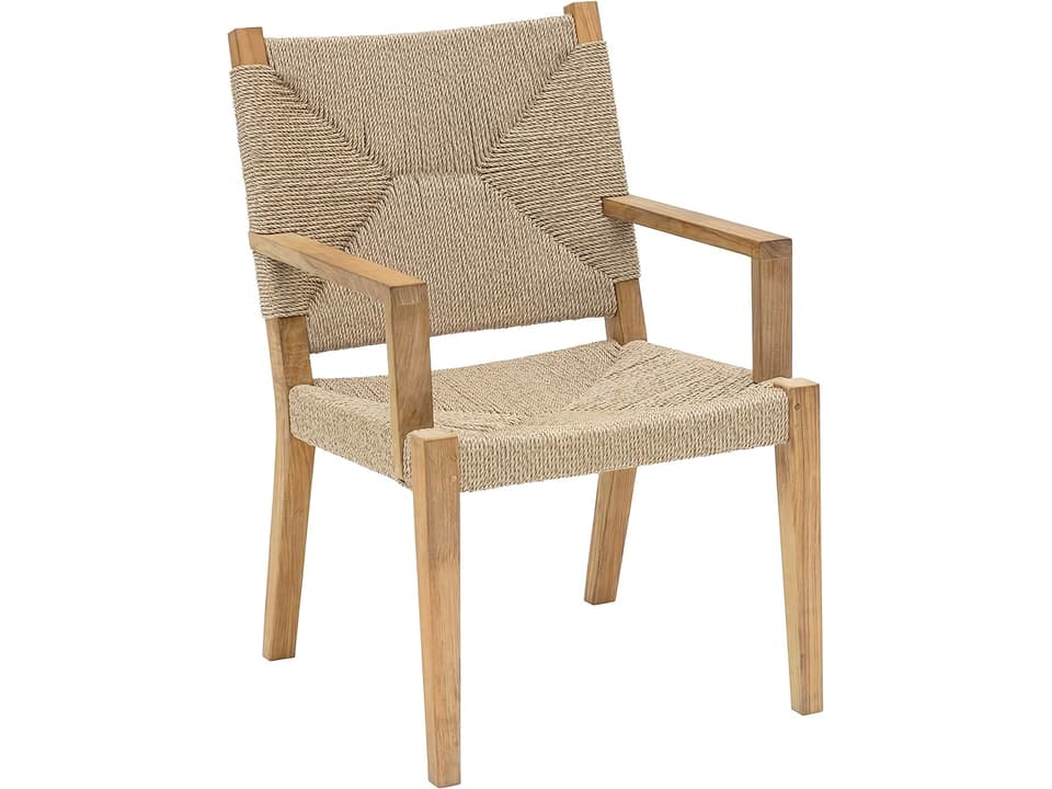 Hadley Teak Wicker Dining Arm Chair