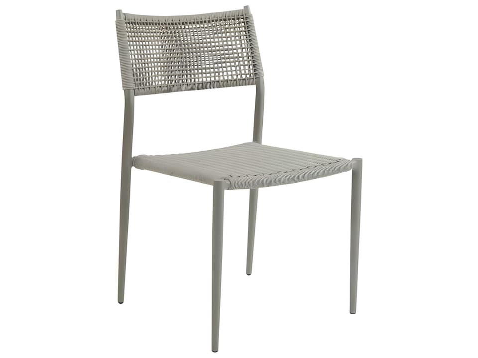 La Jolla Aluminum Rope Dining Side Chair in Putty with Pearl
