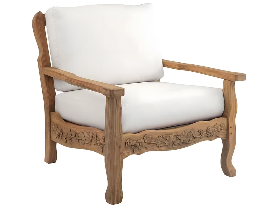 Normandy Distressed Teak Cushion Lounge Chair