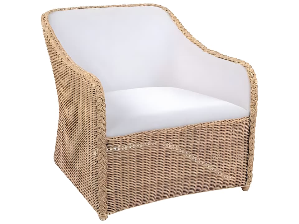 Quogue Wicker Sling Lounge Chair in Rush and White