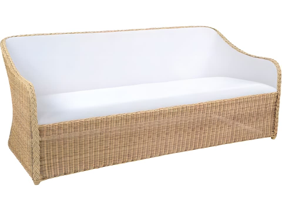 Quogue Wicker Sling Club Sofa in White