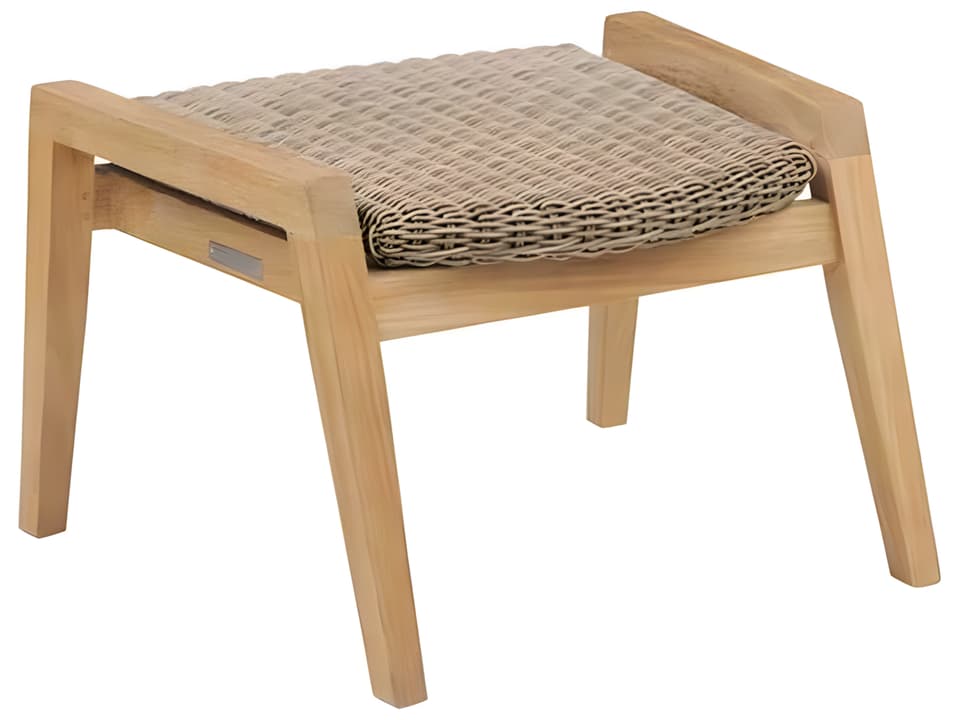 Spencer Teak Wicker Ottoman in Willow