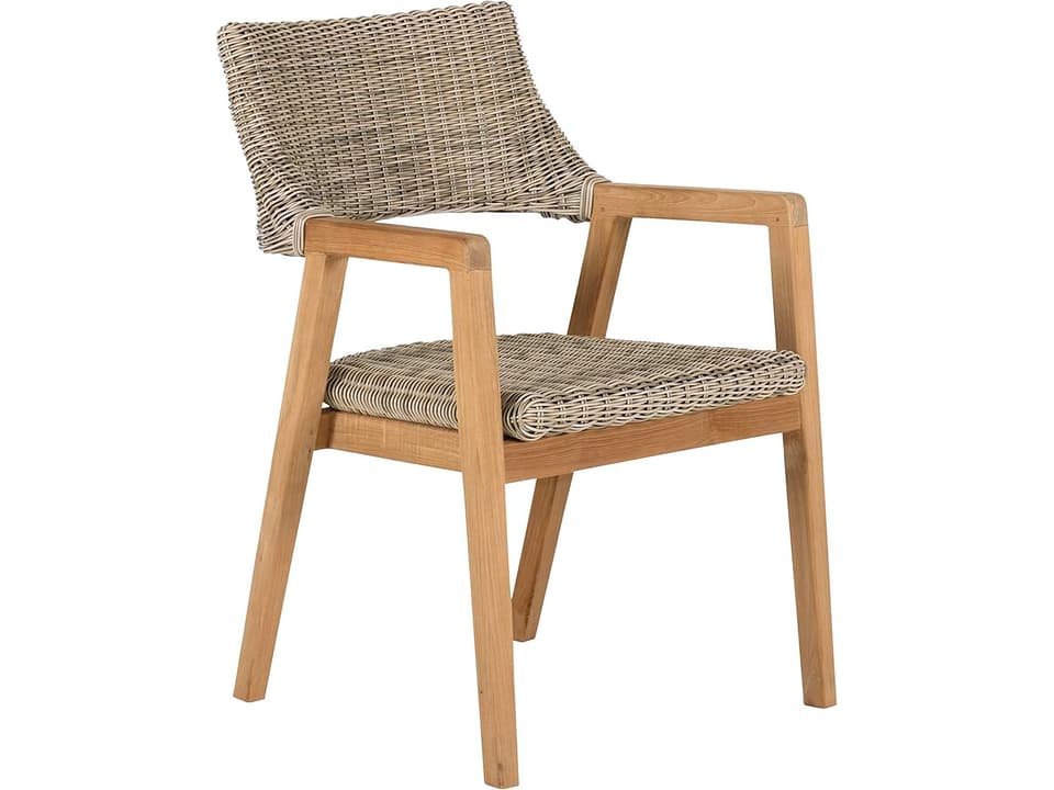 Spencer Teak and Wicker Dining Arm Chair