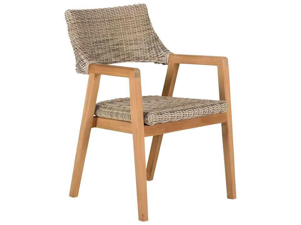 Spencer Teak Wicker Dining Arm Chair