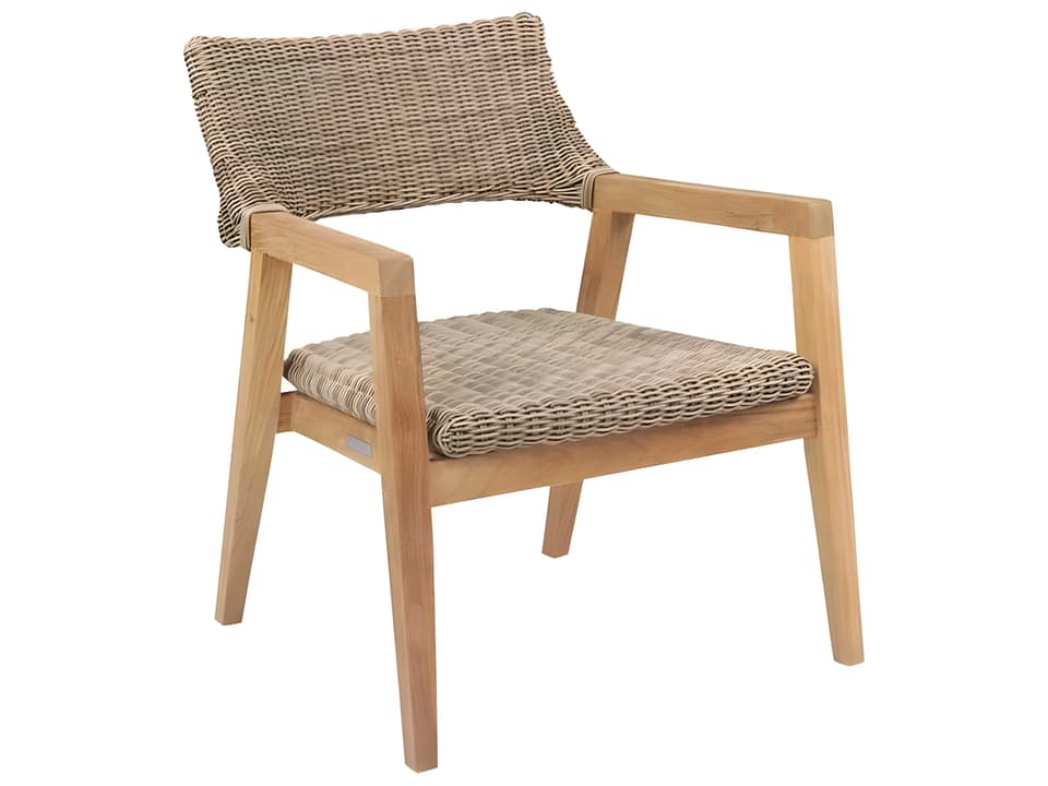 Spencer Wicker Club Chair Modern Teak