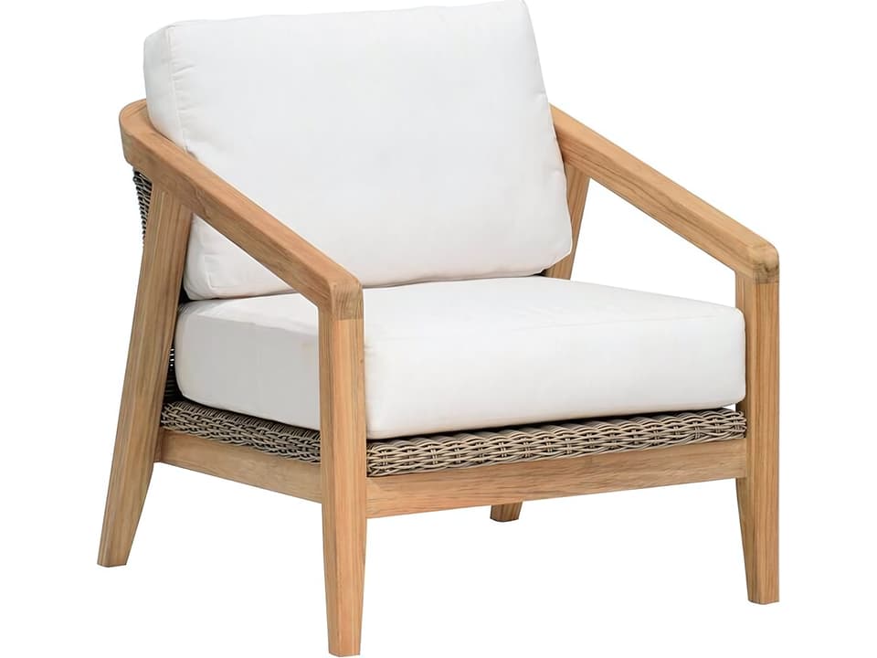 Spencer Teak and Wicker Deep Seating Lounge Chair