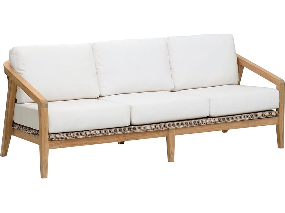 Spencer Teak and Wicker Deep Seating Sofa
