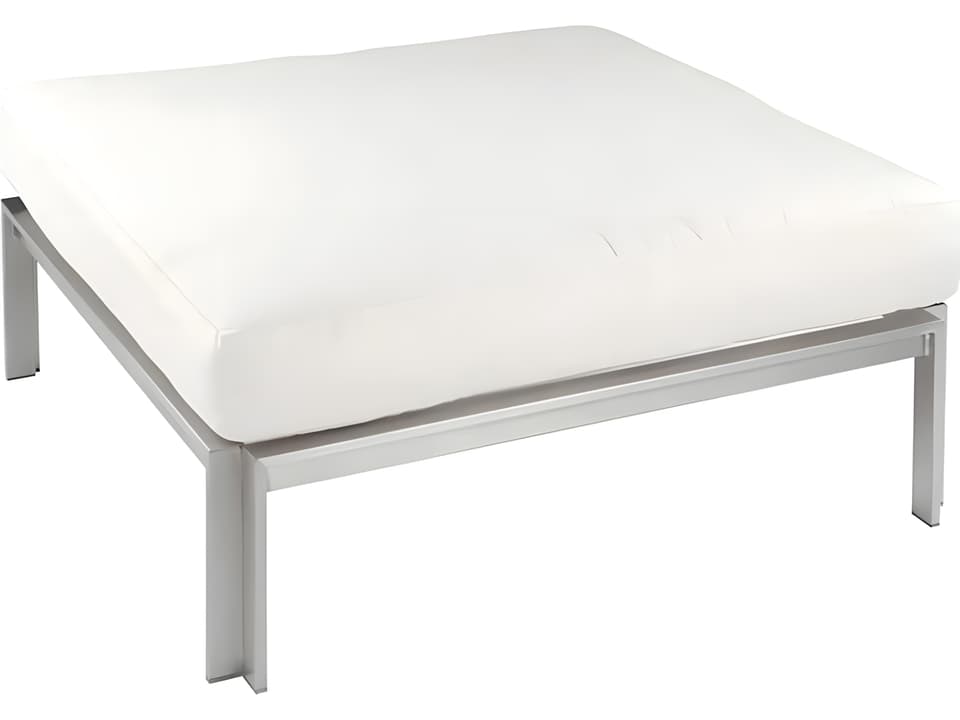 Tivoli 35-Inch Stainless Steel Teak Cushion Square Ottoman