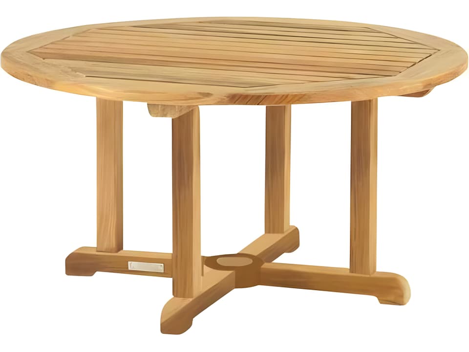 Essex 35-Inch Teak Round Coffee Table with Umbrella Hole