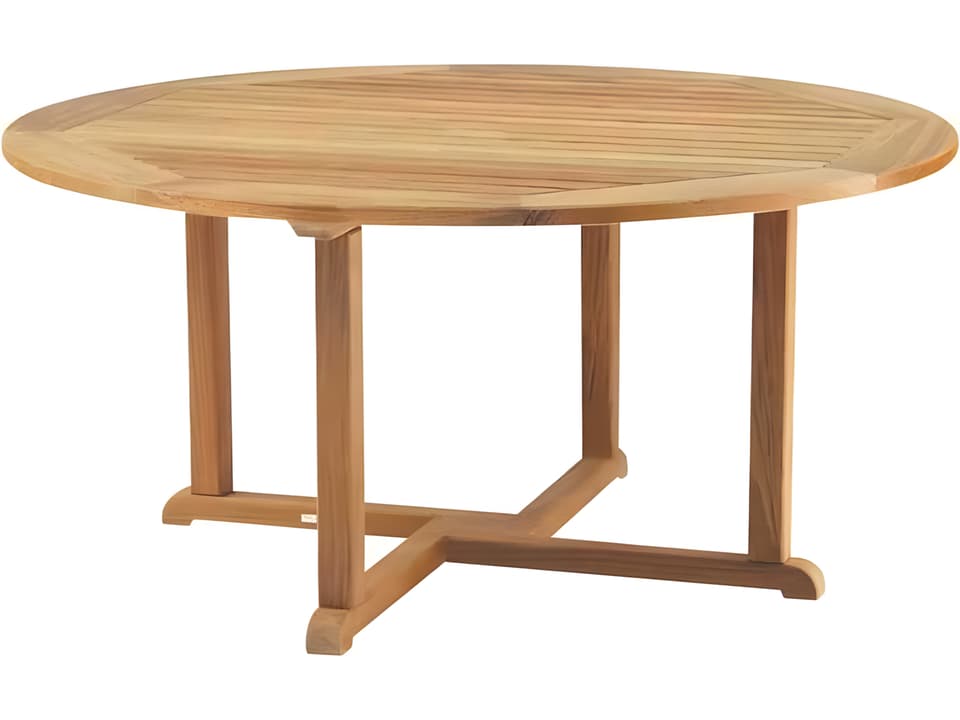 Essex 50 Inch Round Teak Dining Table with Umbrella Hole