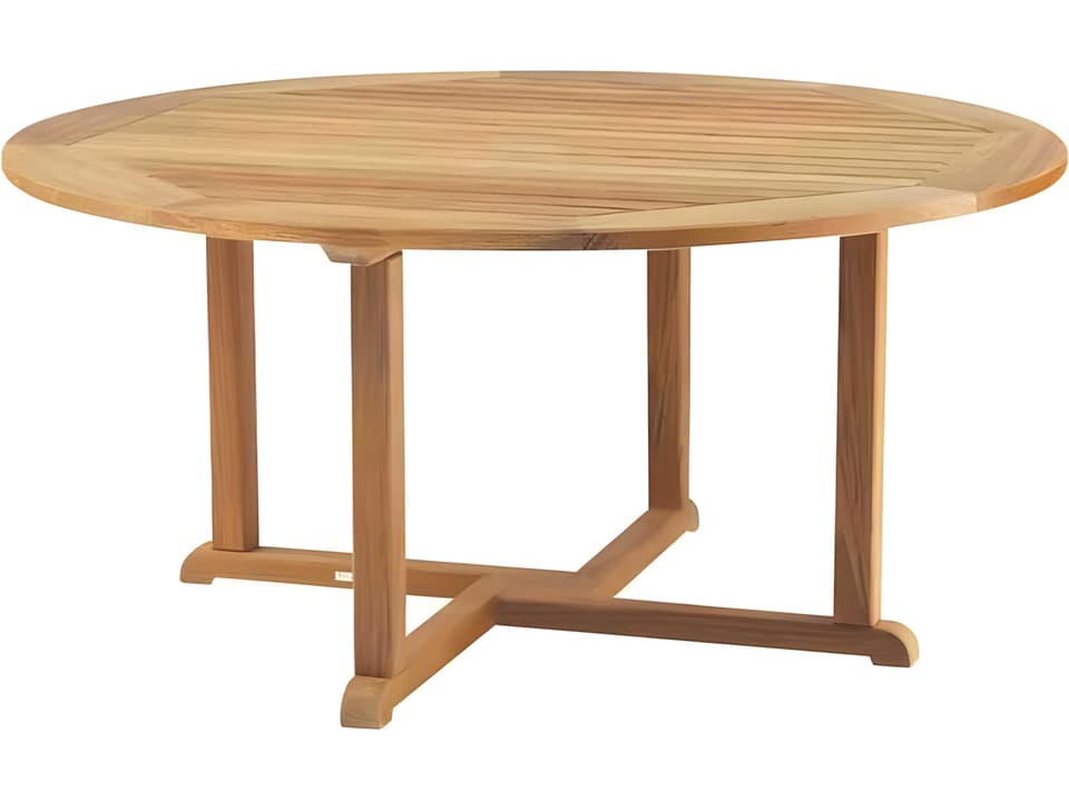 Essex 60 Inch Round Teak Dining Table with Umbrella Hole